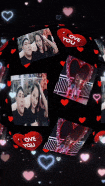 a collage of pictures with hearts and the words " i love you "
