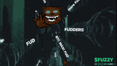 a cartoon drawing of a tiger with the word fuzzy on the bottom