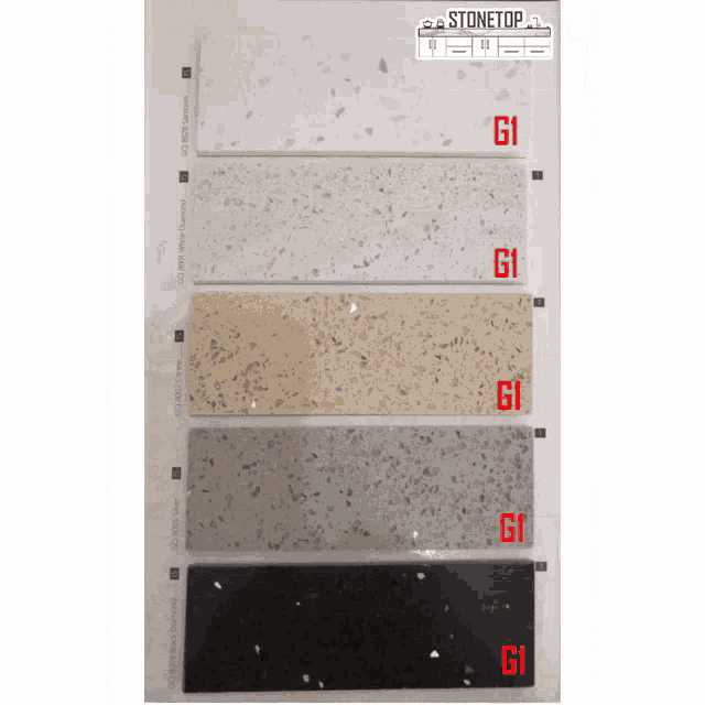 a display of different types of granite including g1 g2 g3 g4 and g5