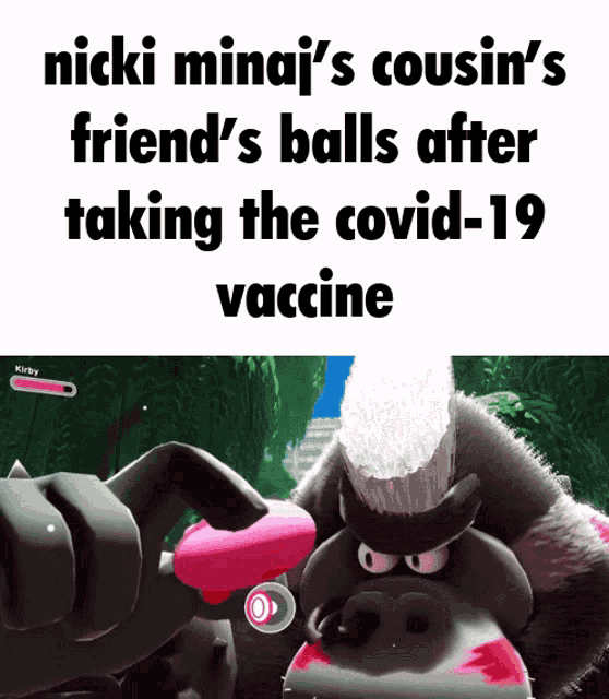 a picture of a gorilla with the caption nicki minaj 's cousin 's friend 's balls after taking