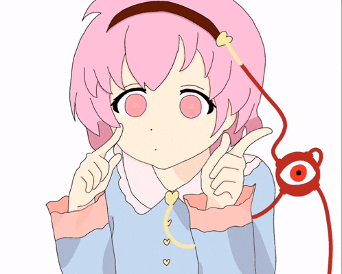 a drawing of a girl with pink hair and hearts on her sleeves