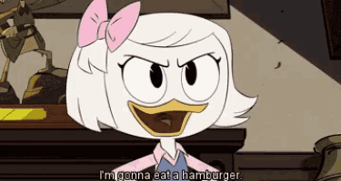 a cartoon character says i 'm gonna eat a hamburger .