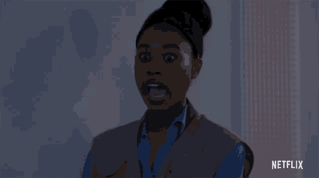 a woman with a surprised look on her face is featured on netflix