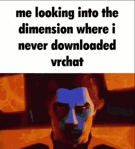 a meme that says me looking into the dimension where i never downloaded vrchat