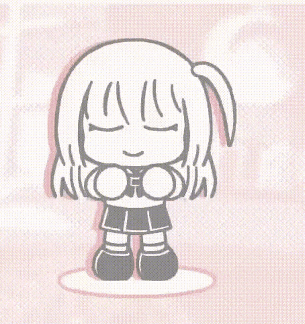 a black and white drawing of a girl giving a thumbs up