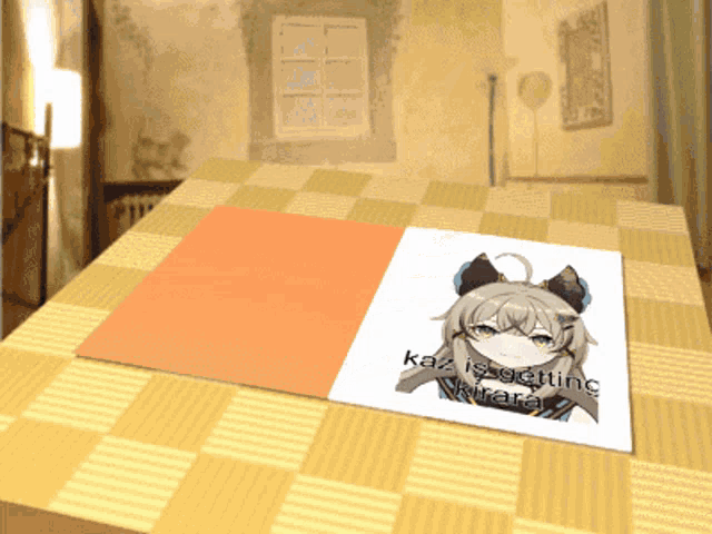 a piece of paper that says kaz is getting kihara