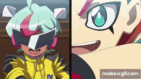 a cartoon character wearing a helmet and sunglasses is standing next to another character wearing a helmet and sunglasses .