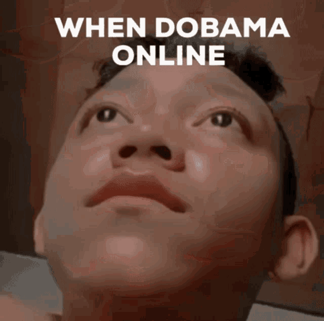 a close up of a man 's face with the words " when dobara online " above it