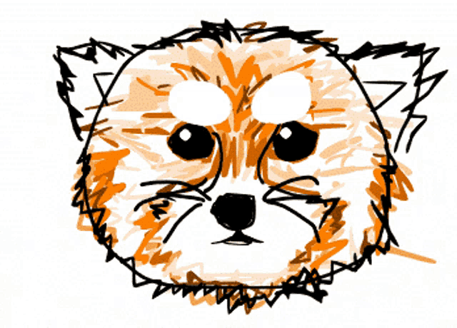 a child 's drawing of a dog 's face with a white background