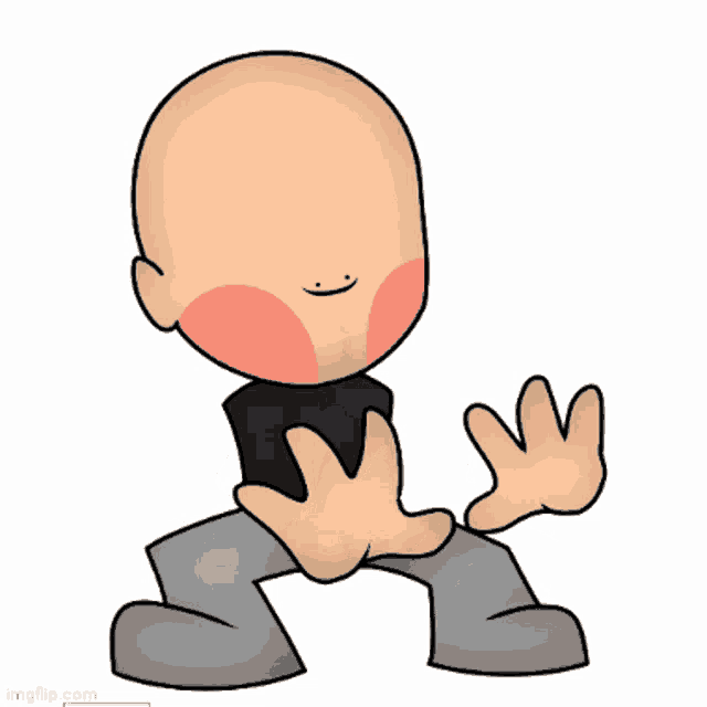 a cartoon drawing of a bald man with a smiley face