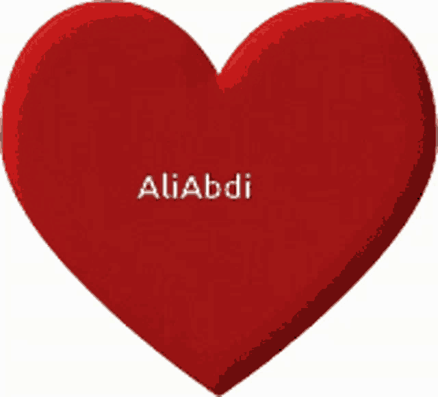 a red heart has the name aliabdi written on it