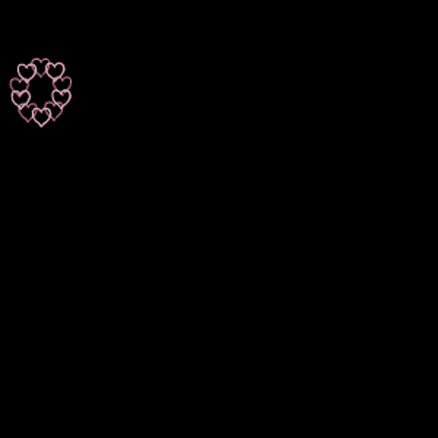 a black background with a circle of hearts in the middle