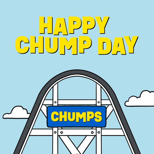 a cartoon of a monkey on a roller coaster with the word chumps on it