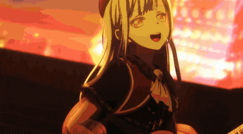 a girl with long hair is playing a guitar