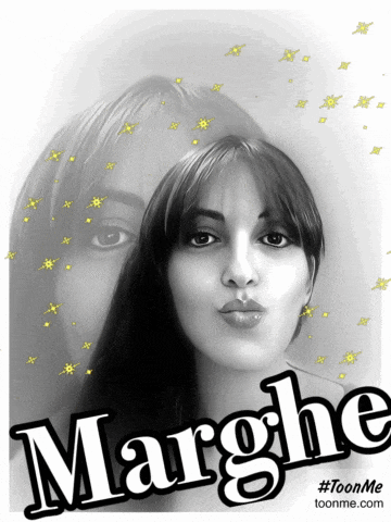 a black and white drawing of a woman with the name marghe
