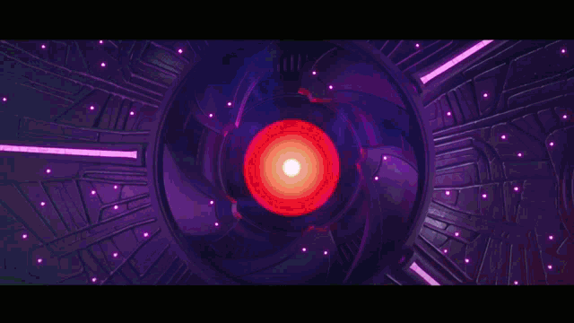 a computer generated image of a purple and blue circle with a red center