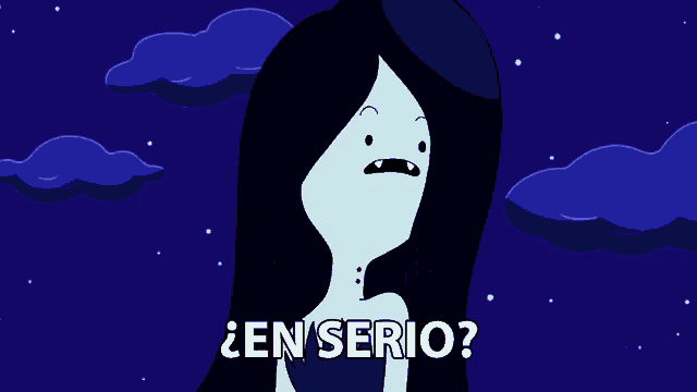 a cartoon character says " en serio " in front of a cloudy sky