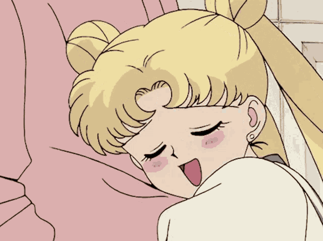 a cartoon of a girl sleeping with her eyes closed