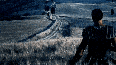a person standing in a field with a sign that says no parking