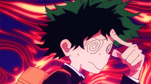 a cartoon character with green hair covering his ears