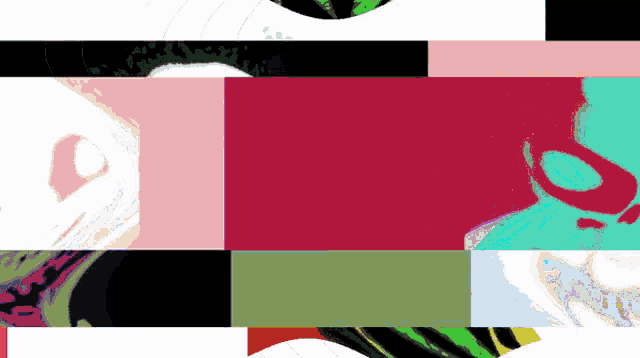 a colorful background with a pink square in the center