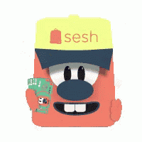 a cartoon character wearing a sesh hat with a bunch of cards coming out of it