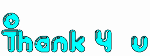 the word thank you is written in blue letters on a white background