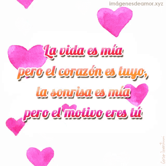 a picture of pink hearts and the words la vida es mia