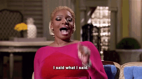a woman in a red dress says i said what i said