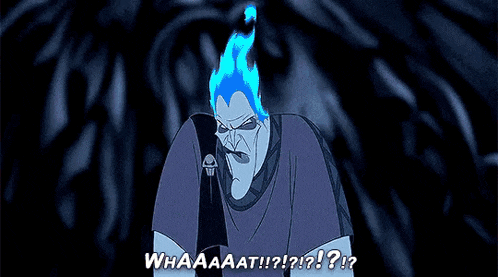 a cartoon character with flames coming out of his head and a skull on his chest .