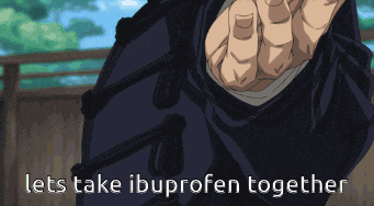 a cartoon says lets take ibuprofen together and shows a hand pointing