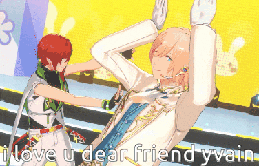 a couple of anime characters dancing with the words i love u dear friend yvain