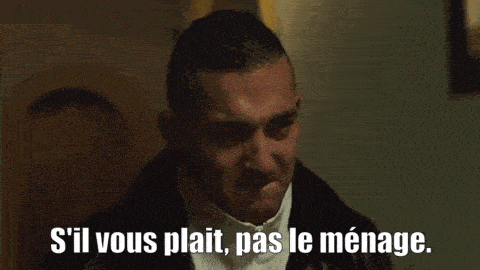 a man says s 'il vous plait pas le ménage in french