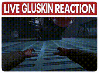a sign that says live gluskin reaction with a person 's hand on the ground