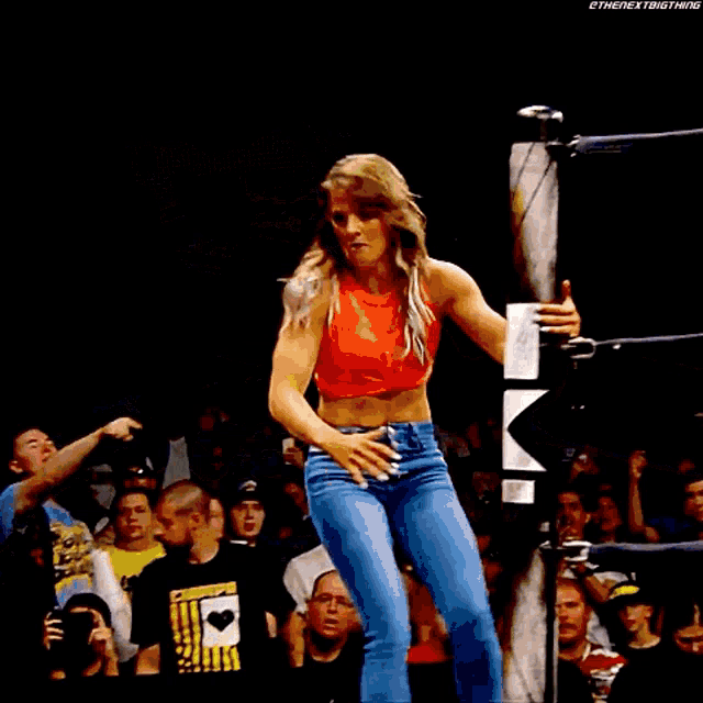 a wrestling match is taking place in front of a banner that says nxt