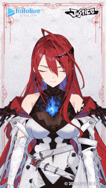 a picture of a girl with red hair and a justice logo