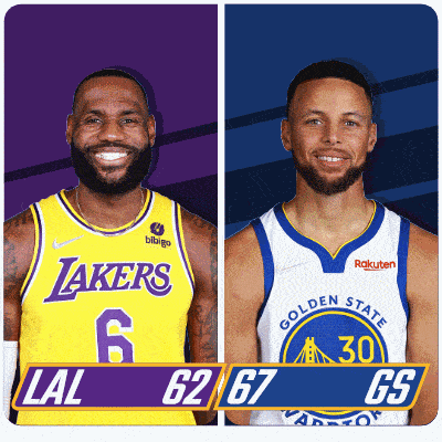 lakers player lebron james and golden state warriors player stephen curry standing next to each other