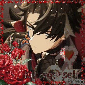 a picture of a man with a butterfly on his face and the words kill yourself picmix