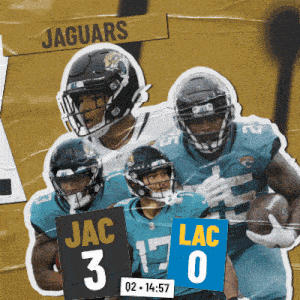 a group of jaguars players are holding a football in their hands