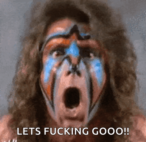 a man with a mask on his face says let 's fucking gooo !