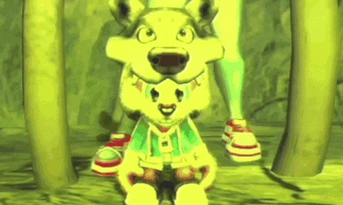 a cartoon of a dog wearing a green shirt