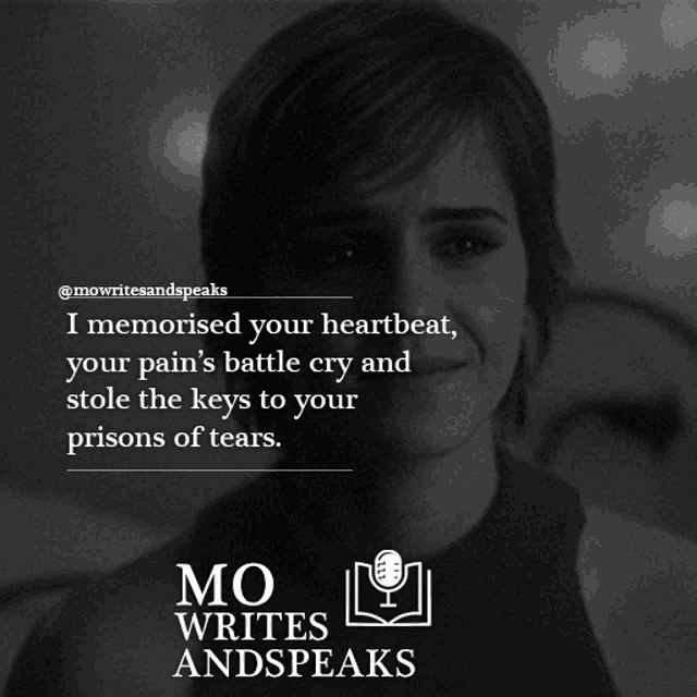 a black and white photo of a woman with a quote on it