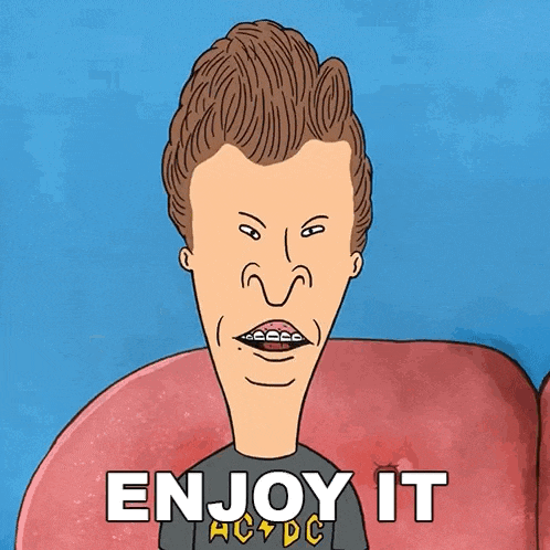 a cartoon of a man with braces and the words enjoy it on the bottom