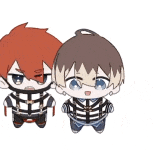 two stuffed dolls are standing next to each other on a white background ..