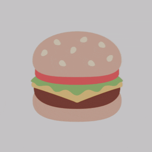 an illustration of a hamburger with lettuce and tomato on a gray background