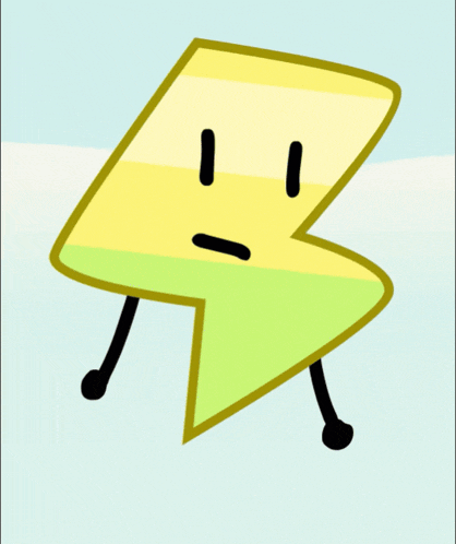 a cartoon lightning bolt with a smiling face and arms