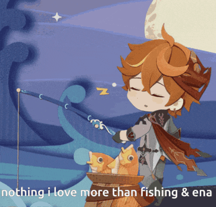 a cartoon of a boy fishing with the words nothing i love more than fishing & ena