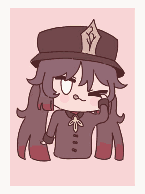 a drawing of a girl with long hair wearing a hat with the letter r on it