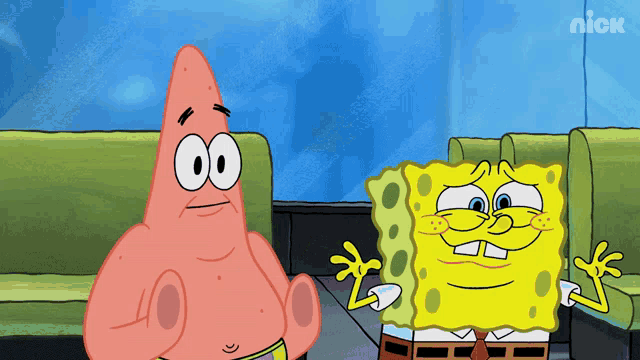 patrick star and spongebob from spongebob squarepants are sitting in a diner