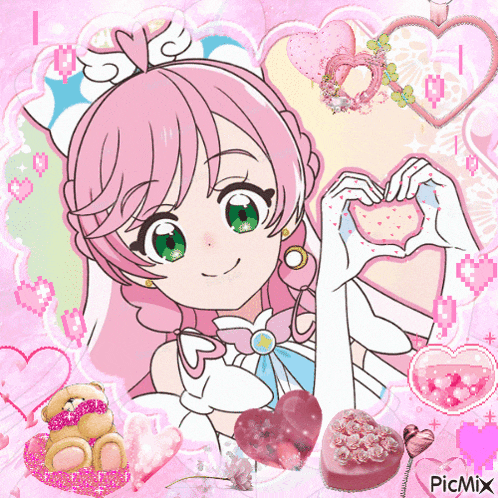 a picture of a girl making a heart shape with her hands